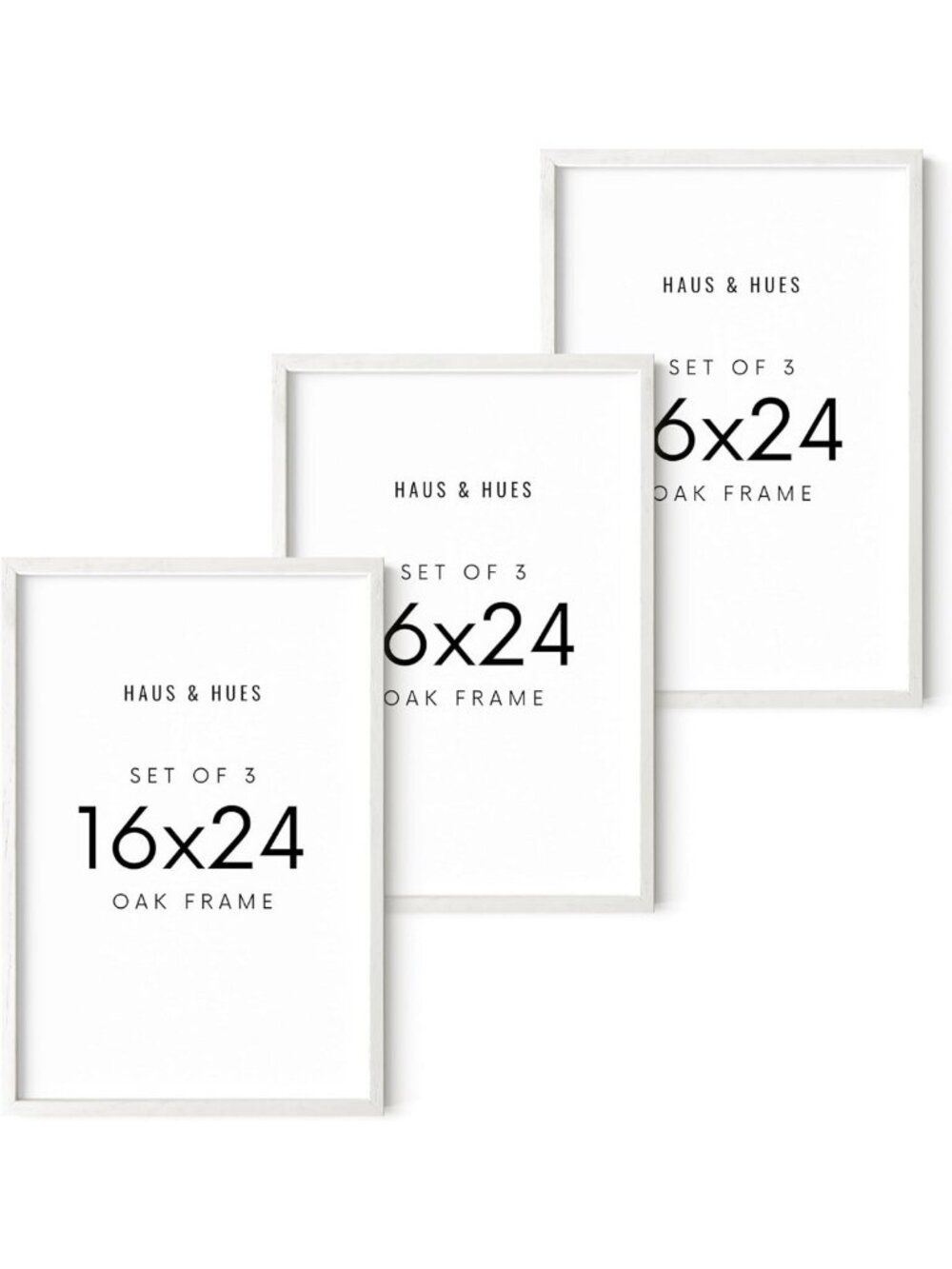 Set of 3 Modern White Oak Frames - Stylish 16x24 Wall Decor for Home